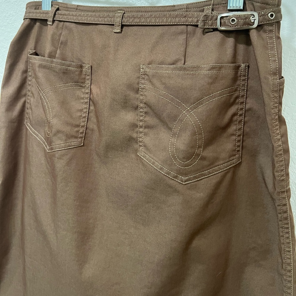 Anthropologie Cynthia Steffe Khaki Belted A Line Pencil Skirt - Picture 6 of 14